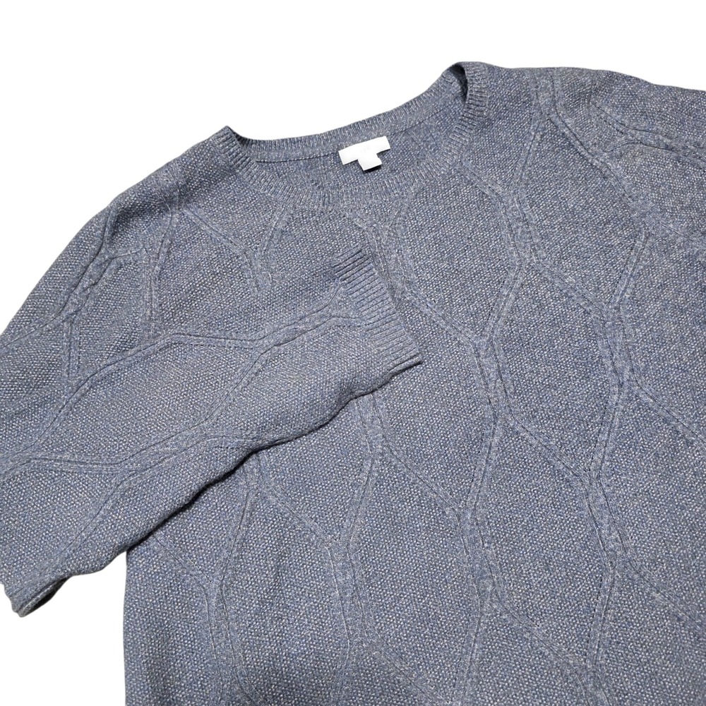 J. Jill Womens Blue Diamond Cable Knit Sweater‎ Tunic Long Sleeve M Medium